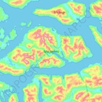 Topografische Karte Isla James, Höhe, Relief