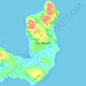Topografische Karte Isla Meulín, Höhe, Relief