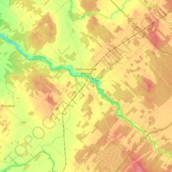 Topografische Karte Saint-Léonard-d'Aston, Höhe, Relief