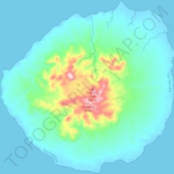 Topografische Karte Unauna Island, Höhe, Relief