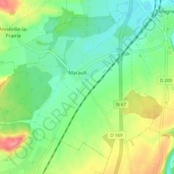 Topografische Karte Marault, Höhe, Relief