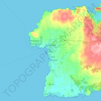 Topografische Karte Ciutadella, Höhe, Relief