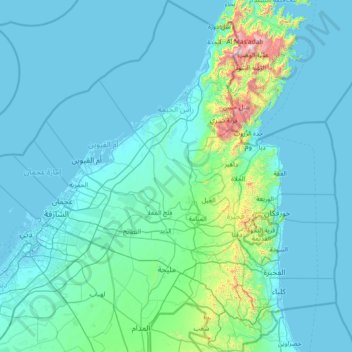 Topografische Karte Ra’s al-Chaima, Höhe, Relief