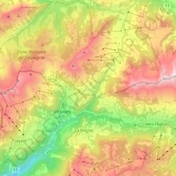 Topografische Karte Ormont-Dessous, Höhe, Relief