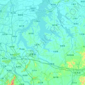 Topografische Karte Jinxian County, Höhe, Relief