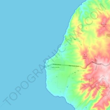 Topografische Karte Cape Jervis, Höhe, Relief