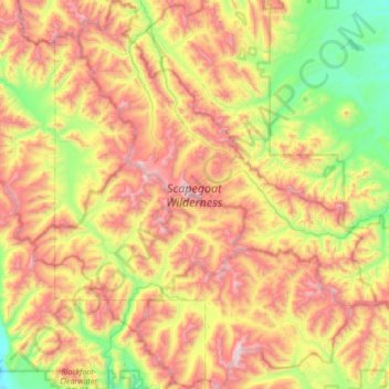 Topografische Karte Scapegoat Wilderness Area, Höhe, Relief