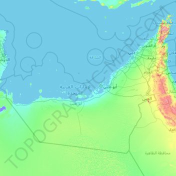 Topografische Karte Vereinigte Arabische Emirate, Höhe, Relief