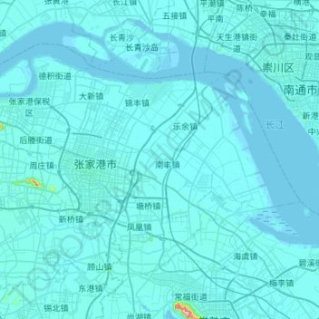 Topografische Karte Zhangjiagang, Höhe, Relief