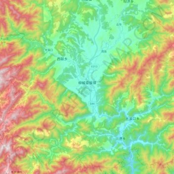 Topografische Karte Liucheng, Höhe, Relief