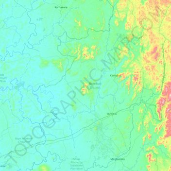 Topografische Karte Bombali District, Höhe, Relief