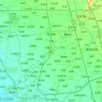 Topografische Karte 张汪镇, Höhe, Relief