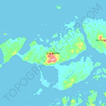 Topografische Karte Isla Byron, Höhe, Relief