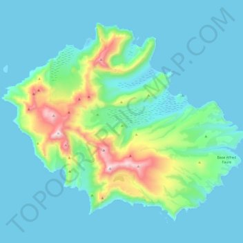 Topografische Karte Possession-Insel, Höhe, Relief