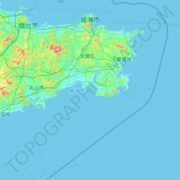 Topografische Karte 威海市, Höhe, Relief