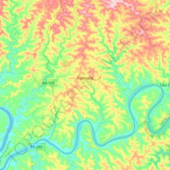 Topografische Karte Palmitos, Höhe, Relief