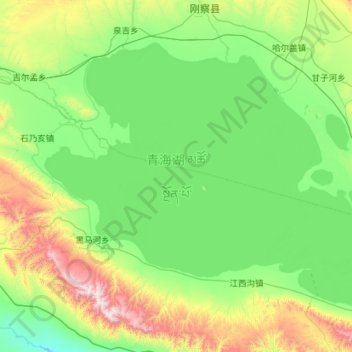 Topografische Karte Qinghai-See, Höhe, Relief