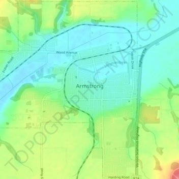Topografische Karte Armstrong, Höhe, Relief