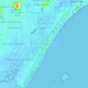 Topografische Karte Praia de Itaparica, Höhe, Relief