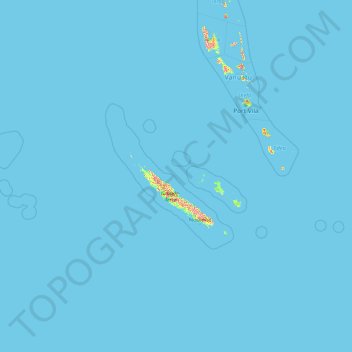 Topografische Karte Neukaledonien, Höhe, Relief