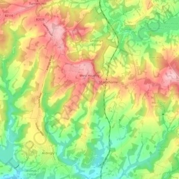 Topografische Karte West Hoathly, Höhe, Relief