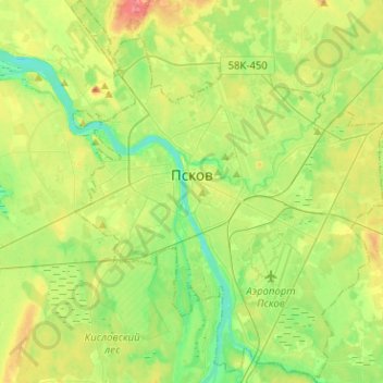 Topografische Karte Pskov, Höhe, Relief