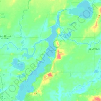 Topografische Karte Lac Blouin, Höhe, Relief
