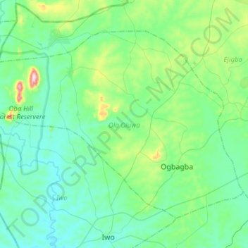 Topografische Karte Ola Oluwa, Höhe, Relief
