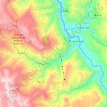 Topografische Karte Tingo, Höhe, Relief