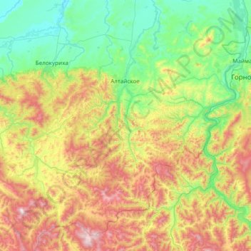 Topografische Karte Алтайский район, Höhe, Relief