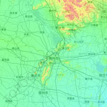 Topografische Karte Xuzhou City, Höhe, Relief