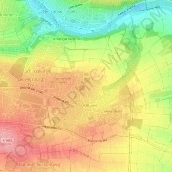 Topografische Karte 71640, Höhe, Relief