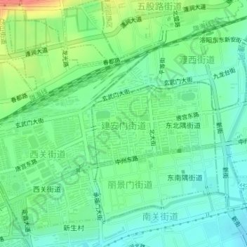 Topografische Karte 建安门街道, Höhe, Relief