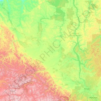 Topografische Karte Oka River, Höhe, Relief