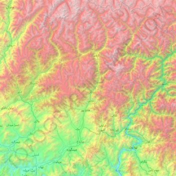 Topografische Karte Swat Distrikt, Höhe, Relief