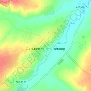 Topografische Karte Дальнее Константиново, Höhe, Relief