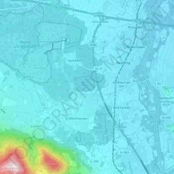 Topografische Karte 83064, Höhe, Relief
