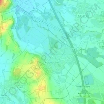 Topografische Karte Holzhausen, Höhe, Relief