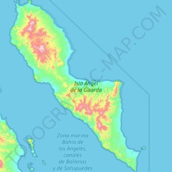 Topografische Karte Isla Ángel de la Guarda, Höhe, Relief