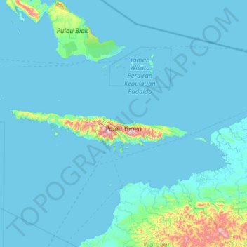Topografische Karte Kepulauan Yapen, Höhe, Relief