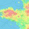 Topografische Karte Brittany, Höhe, Relief