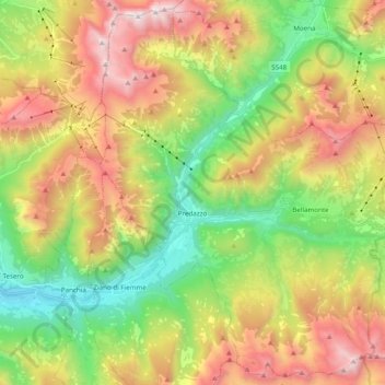 Topografische Karte Pardatsch, Höhe, Relief