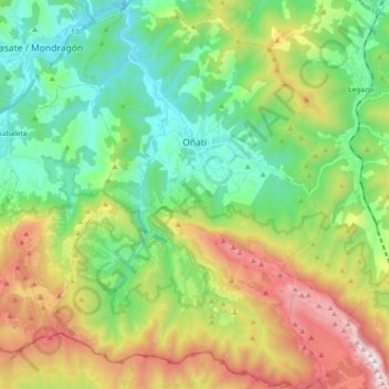 Topografische Karte Oñati, Höhe, Relief
