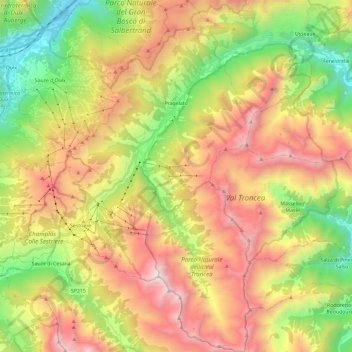 Topografische Karte Pragela, Höhe, Relief