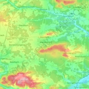 Topografische Karte Abenberg, Höhe, Relief