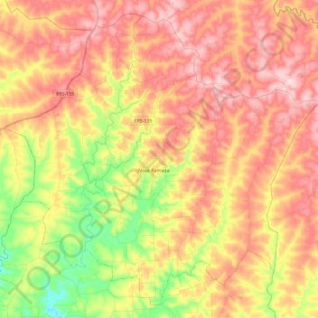 Topografische Karte Nova Ramada, Höhe, Relief