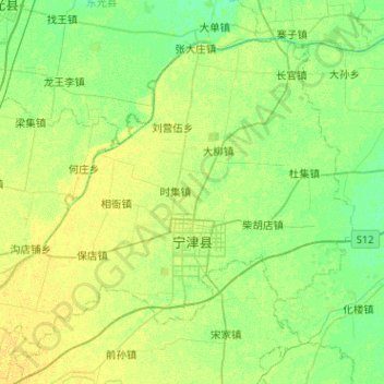 Topografische Karte 宁津县, Höhe, Relief