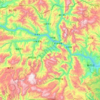Topografische Karte Zigui County, Höhe, Relief