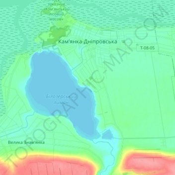 Topografische Karte Каменка-Днепровская, Höhe, Relief
