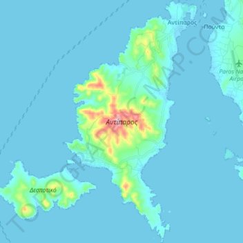 Topografische Karte Andiparos, Höhe, Relief